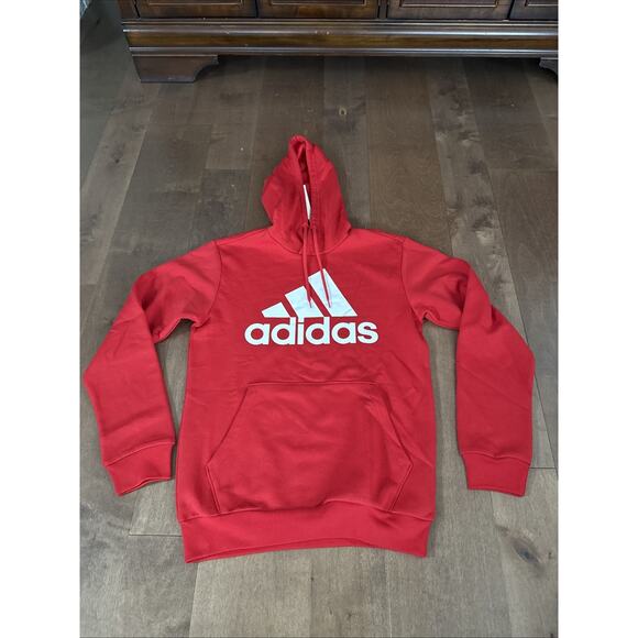Adidas Men’s Cotton Blend Red Pullover Hoodie Sweatshirt Small New - Picture 1 of 3